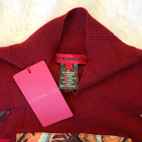 NWT Vivienne Tam Patchwork Cashmere Turtleneck S - Picture 4 of 5